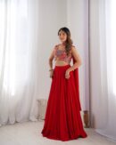 Trendy Solid Fox Georgette Full-Flair Lehenga Set